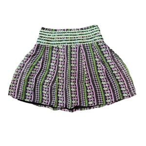 VTG Free People Beaded Boho Skirt Size 6 Brown Green Gypsy Hippie Y2K